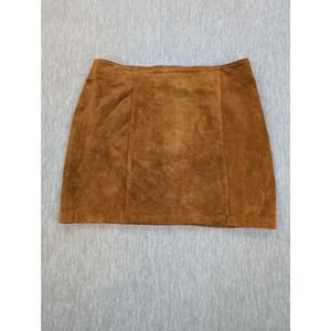 Vintage Old Navy Skirt Womens 6 Brown Suede Leather Mini Y2K Western